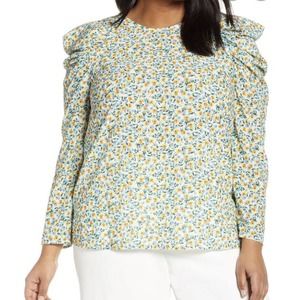Jason Wu x Eloquii Floral Puff Sleeve Blouse 18 NWT Long Sleeve Shirt